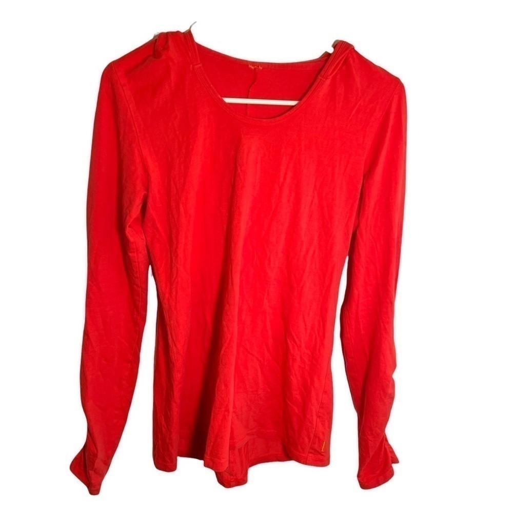 Lucy Tech Women's Athletic Hoodie Long Sleeve Activewear Top Coral Pink Ruched